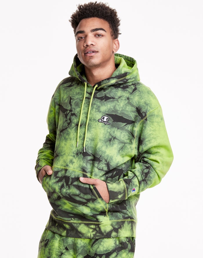 Champion Mens Hoodie NZ - Galaxy Dye Embroidered C & Script Applique Green/Black ( 2568-PVAME )